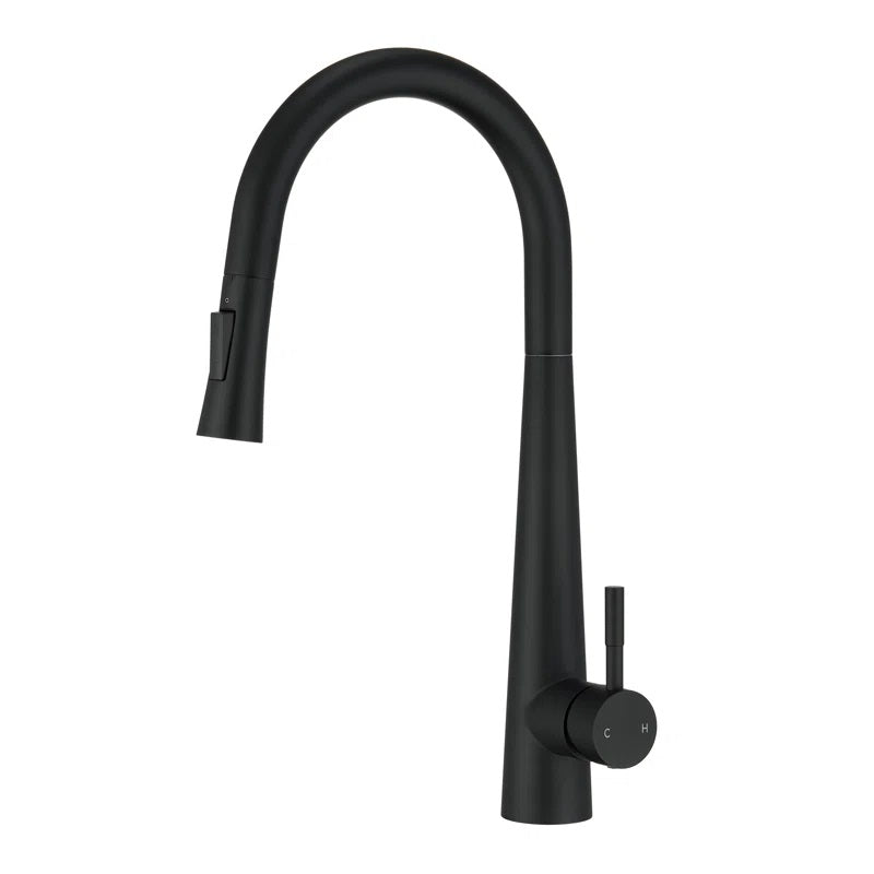 Baterie de bucatarie, otel inoxidabil, pipa extractabila, negru RV5817B