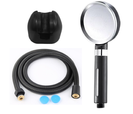 Set complet de dus, para cu 1 functie, 2 filtre, filtru anticalcat, filtru antibacterian, negru RV888847