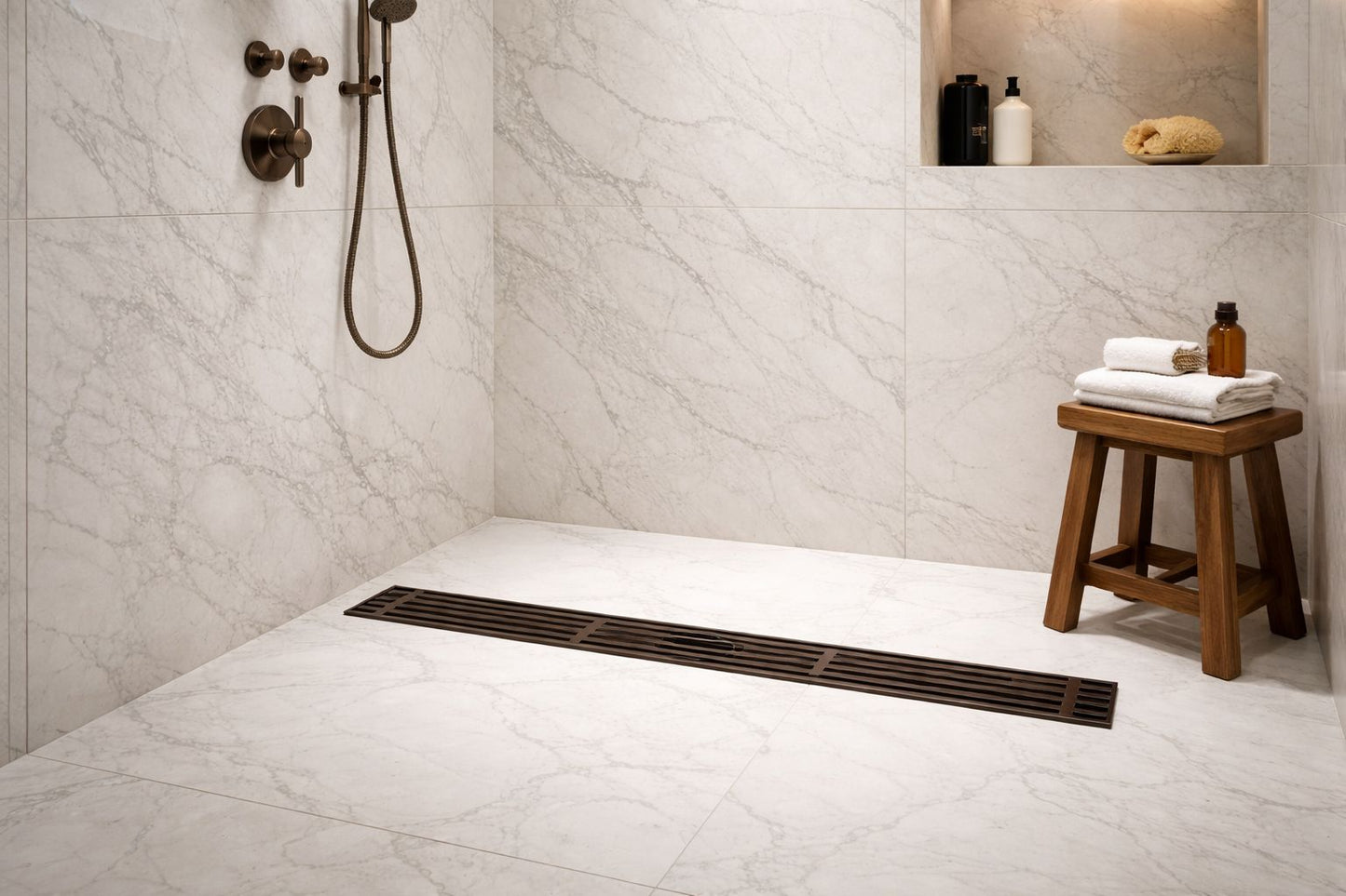 Rigolă duș liniară, inox 304, 57x600mm, rose-gold RV8888117R