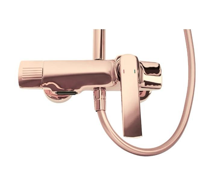 Coloana de dus, baterie incorporata, alama, rose gold RV61019R