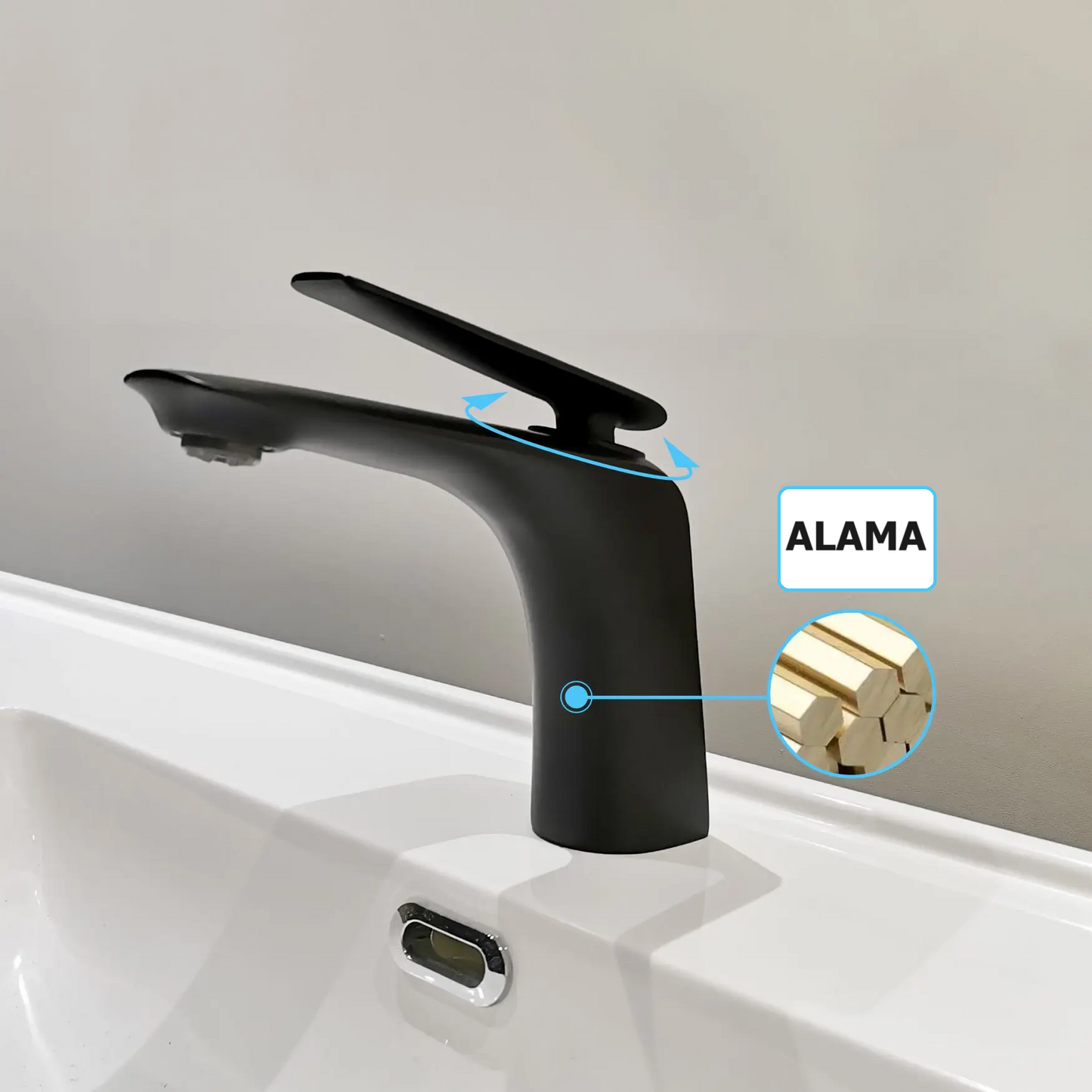 Baterie lavoar, alama, kit instalare inclus, negru RV7401B