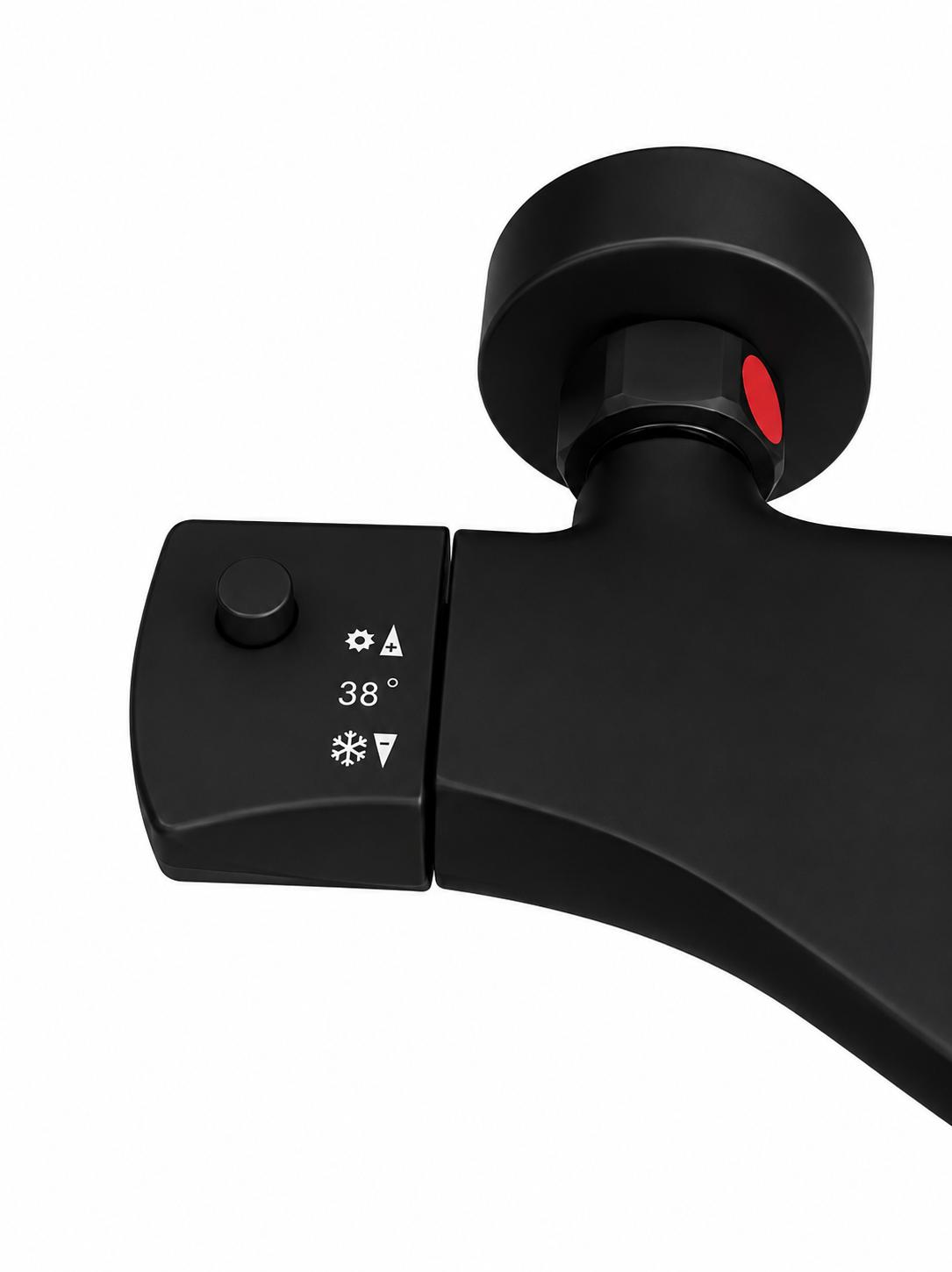 Coloana de dus, baterie incorporata, termostat, alama, negru RV84040B