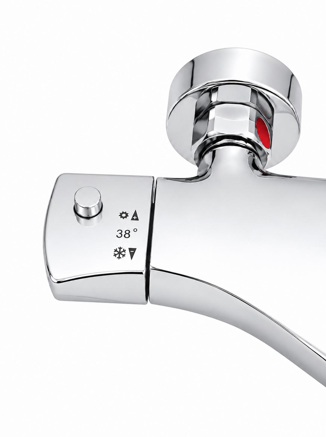 Coloana de dus, baterie incorporata, termostat, alama, crom RV84040C