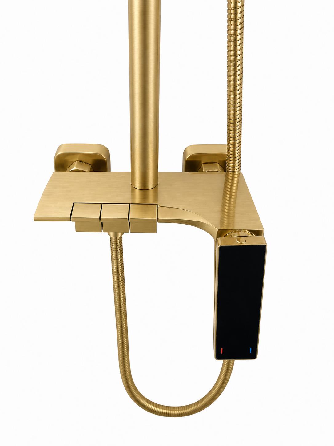 Coloana de dus, baterie incorporata, tip pian, alama, auriu periat RV140BG