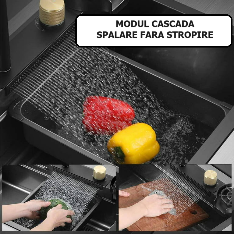 Chiuveta multifunctionala, otel inoxidabil, 75x45cm, negru RV888823