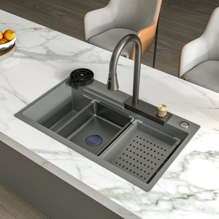 Chiuveta multifunctionala, otel inoxidabil, 75x45cm, gri RV888824