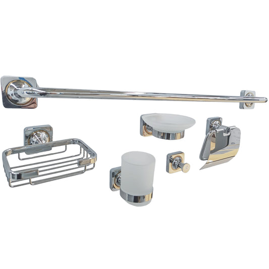 Set 6 piese accesorii baie, alama, crom RV888835