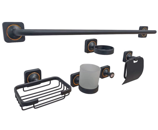Set 6 piese accesorii baie, alama, negru RV888836