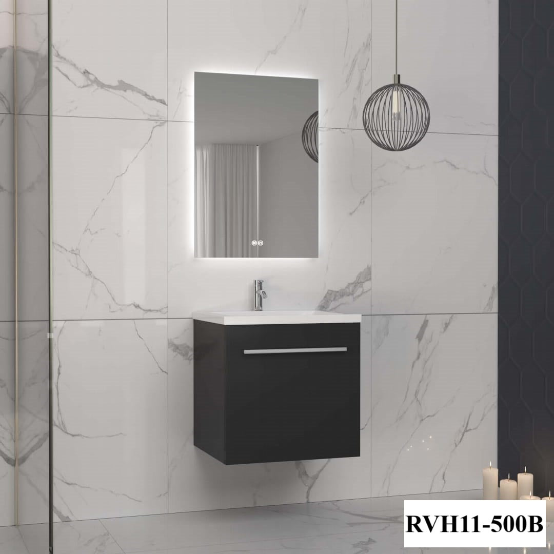 Set mobilier baie, PVC, 50x43x52 cm, negru RVH11-500B