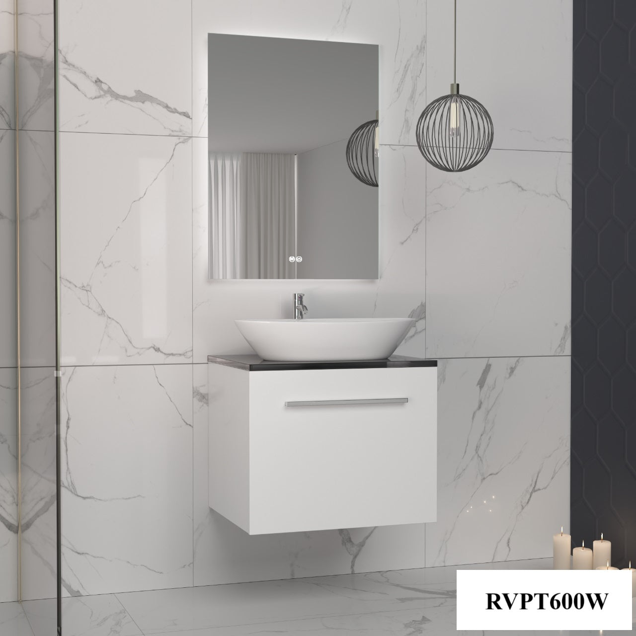 Set mobilier baie, PVC, 60x46x50cm, alb RVPT600W