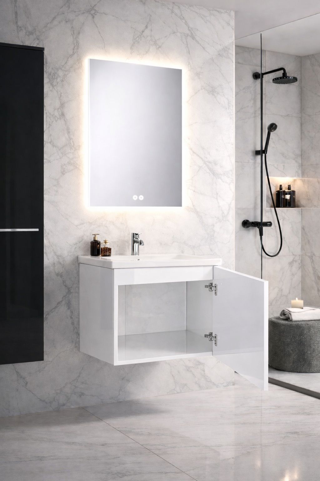 Set mobilier baie, PVC, 50x43x52 cm, alb RVH11-500W