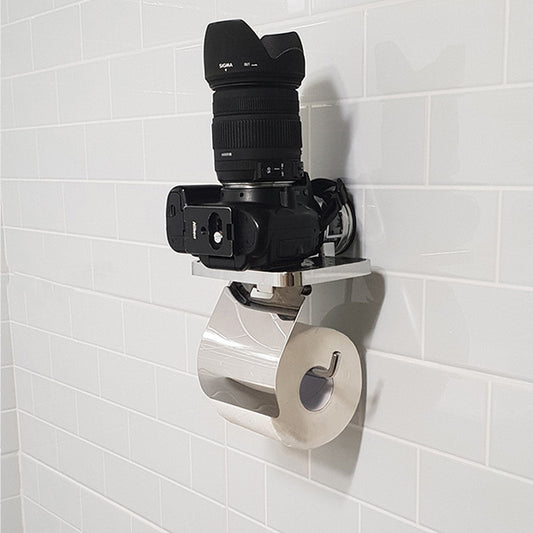 Suport hartie igienica cu raft depozitare telefon, prindere cu ventuza, crom  RV888848