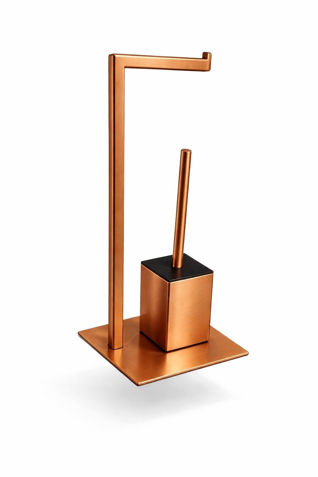 Suport hartie igienica cu perie wc, otel inxidabil, rose-gold RV8888165R