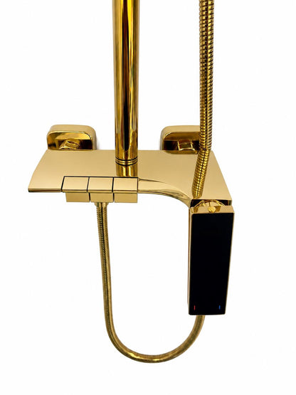 Coloana de dus, baterie incorporata, tip pian, alama, auriu lucios  RV140GOLD