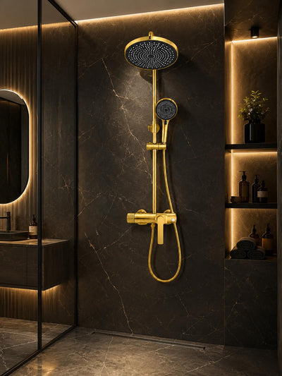 Coloana de dus, baterie incorporata, alama, gold, auriu  RV61019GOLD