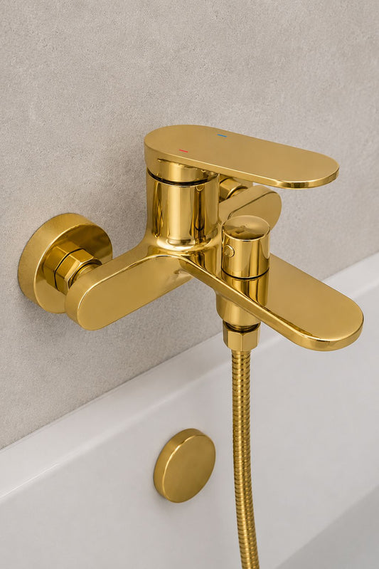 Baterie de cada, alama, fara set de dus, auriu lucios RV1653GOLD