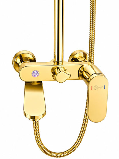 Coloana de dus, baterie incorporata,pipa pivotanta, alama, auriu lucios  RV16519GOLD