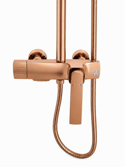 Coloana de dus, baterie incorporata, alama, rose gold  RV61019R