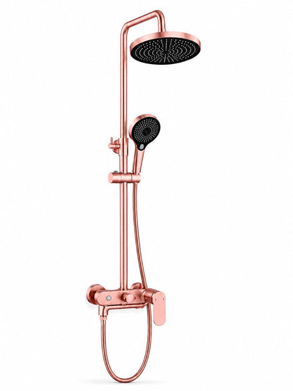 Coloana de dus, baterie incorporata,pipa pivotanta, alama, rose-gold  RV16519R