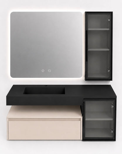Set mobilier baie, aluminiu, suspendat, 120cm, oglinda inclusa RV-GLD-9504
