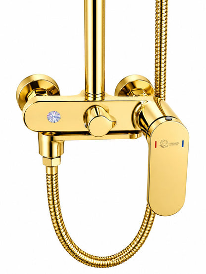 Coloana de dus, baterie incorporata,pipa pivotanta, alama, auriu lucios  RV16519GOLD