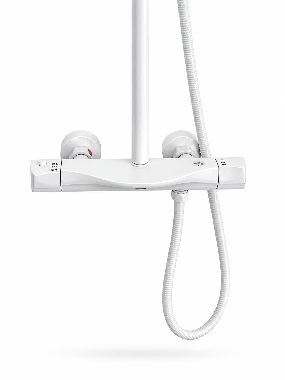 Coloana de dus, baterie incorporata, termostat, alama, alb  RV84040W