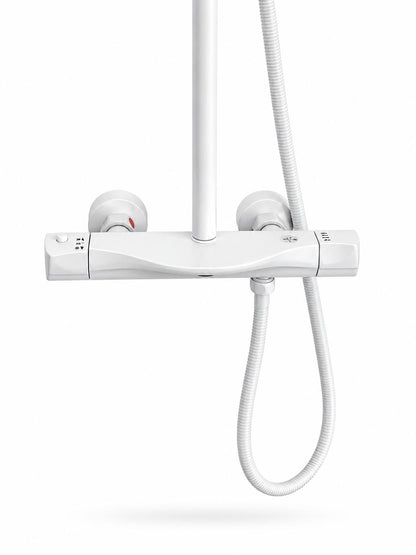 Coloana de dus, baterie incorporata, termostat, alama, alb  RV84040W