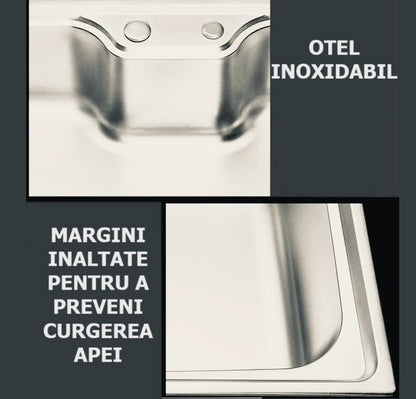Chiuveta de bucatarie, otel inoxidabil, 80x50 cm, satin  RV888825