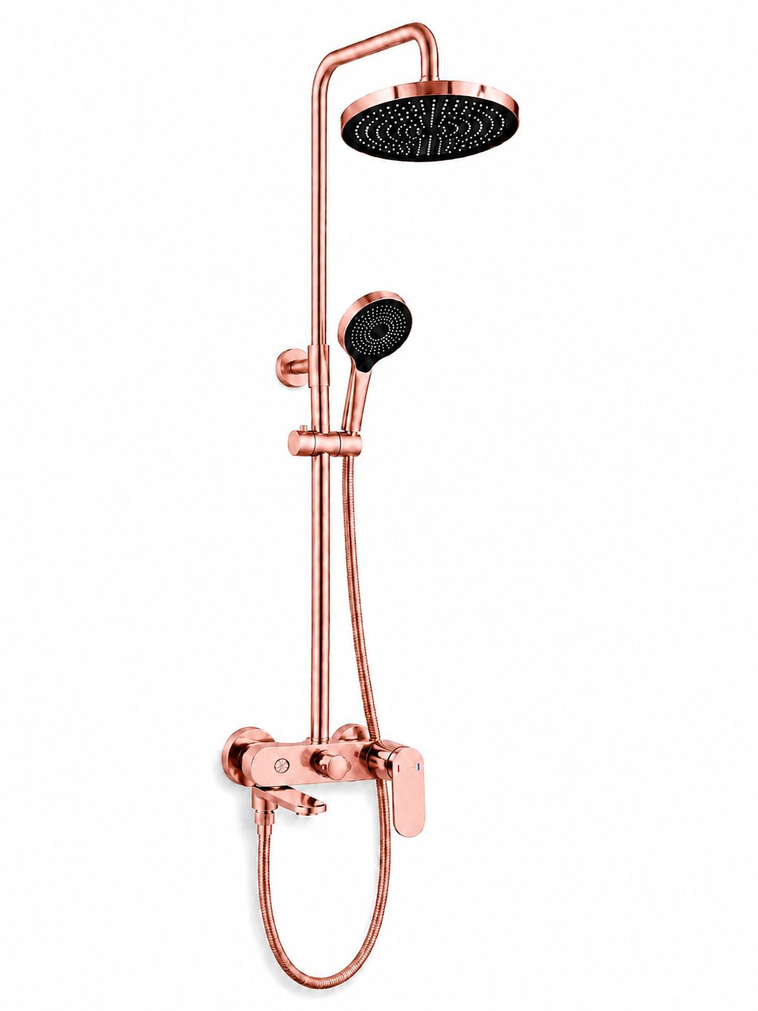 Coloana de dus, baterie incorporata,pipa pivotanta, alama, rose-gold  RV16519R