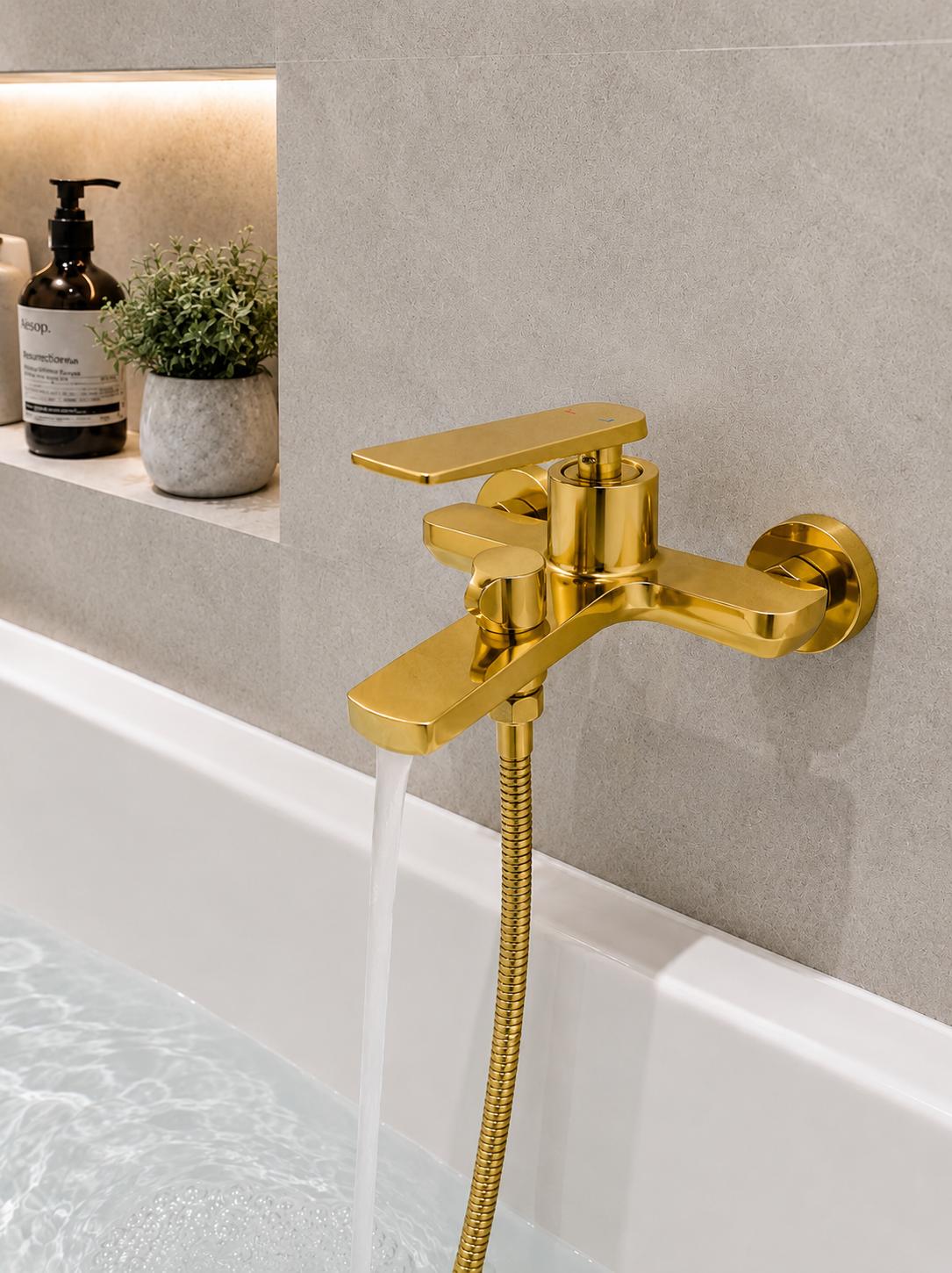 Baterie de cada, alama, set de dus inclus, auriu lucios RV6105GOLD