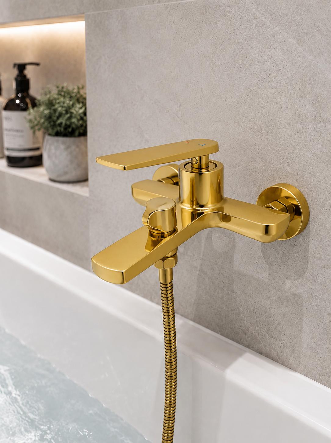 Baterie de cada, alama, set de dus inclus, auriu lucios RV6105GOLD