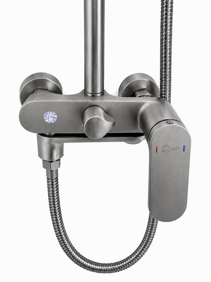 Coloana de dus, baterie incorporata,pipa pivotanta, alama, gri  RV16519G