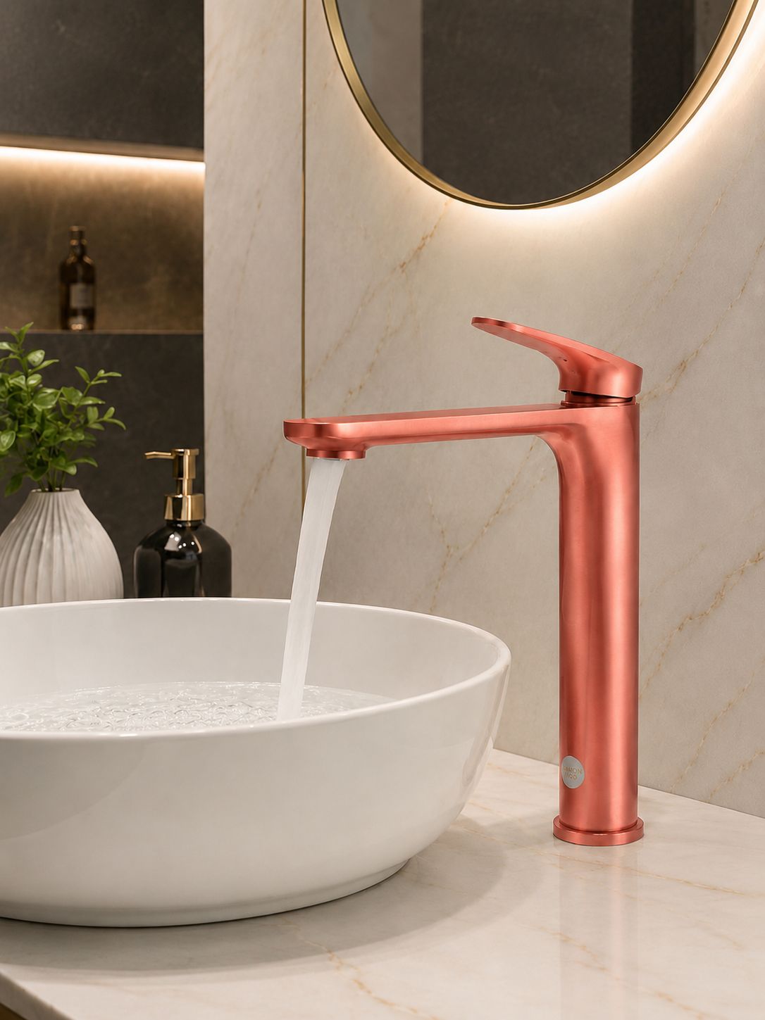 Baterie pentru lavoar cu corp inaltat, alama, rose-gold  RV1651HR