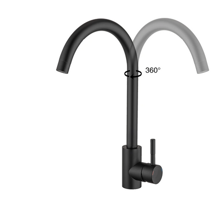 Baterie de bucatarie, alama, pipa pivotanta, negru  RVS919B