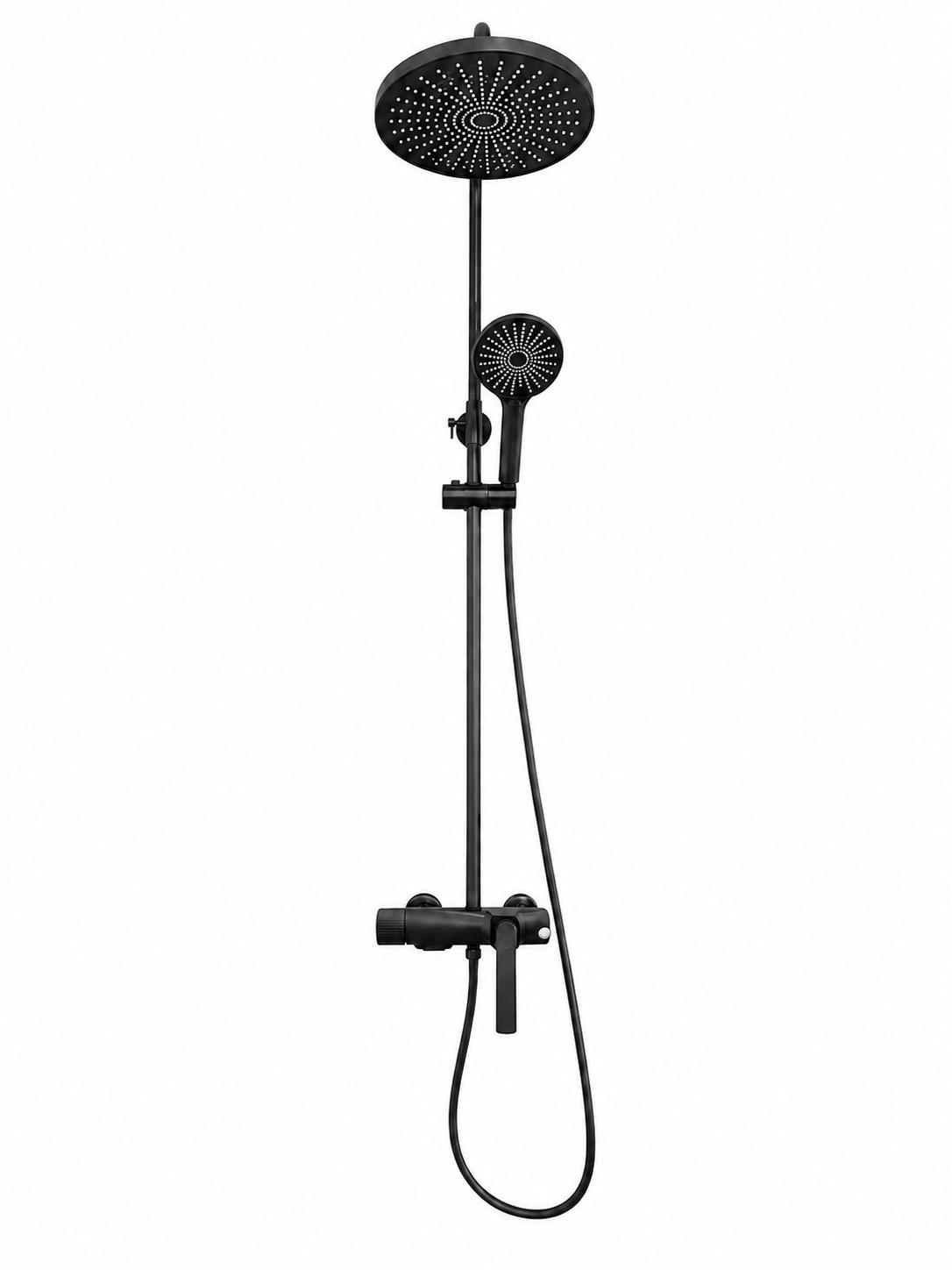 Coloana de dus, baterie incorporata, alama, negru  RV61019B
