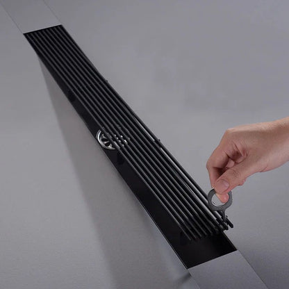 Rigolă duș liniară, inox 304, 57x400mm, negru RV8888101