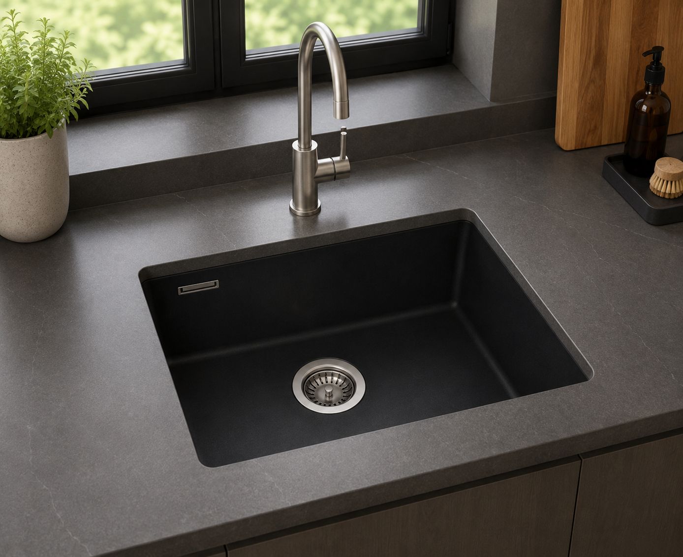 hiuveta Bucatarie Compozit Granit, Monocuva, instalare pe blat sau sub blat 55x45x18 cm RV8888152B