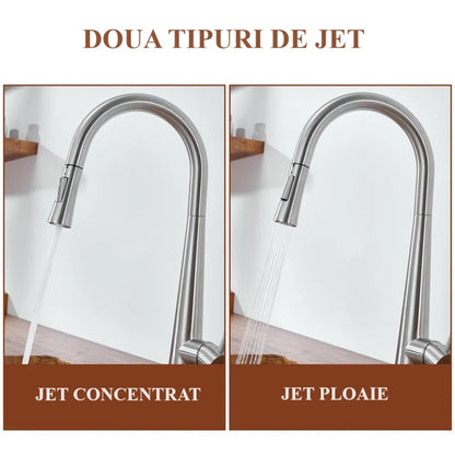 Baterie de bucatarie, otel inoxidabil, pipa extractabila, crom  RV5817C