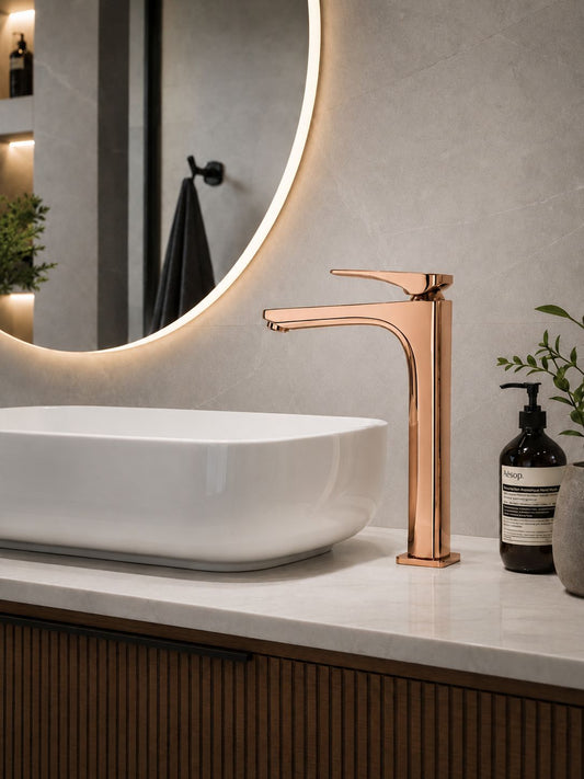 Baterie pentru lavoar cu corp inaltat, alama, rose-gold  RV1401HR