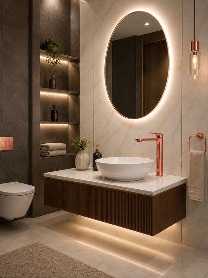 Baterie pentru lavoar cu corp inaltat, alama, rose-gold  RV1651HR