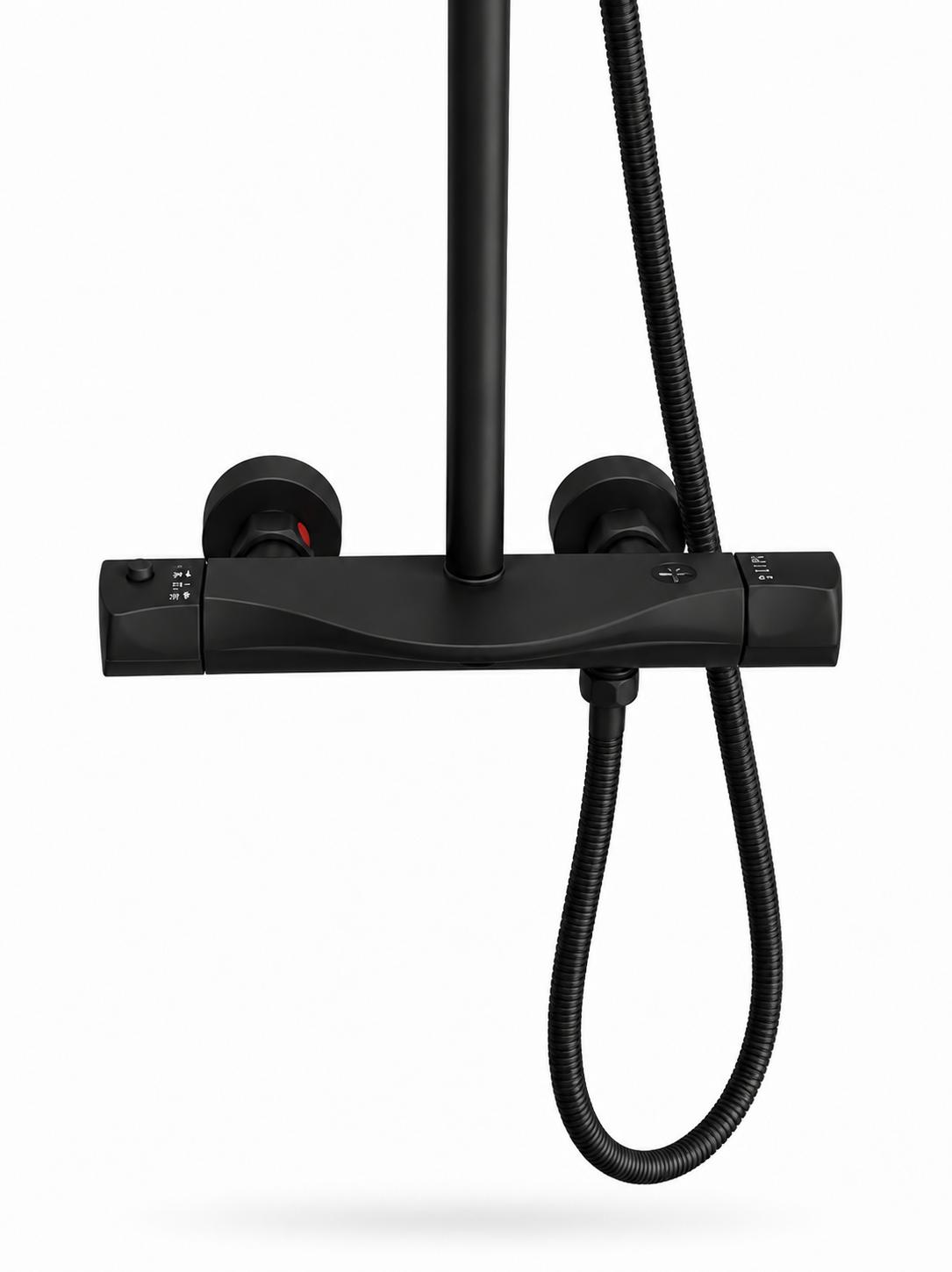 Coloana de dus, baterie incorporata, termostat, alama, negru  RV84040B