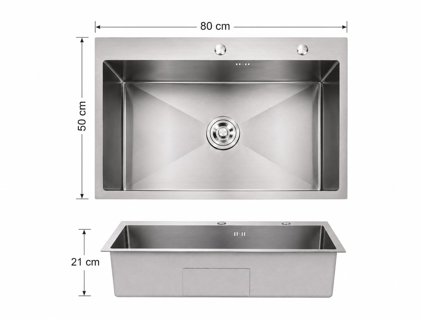 Chiuveta de bucatarie, otel inoxidabil, 80x50cm, satin  RV888822