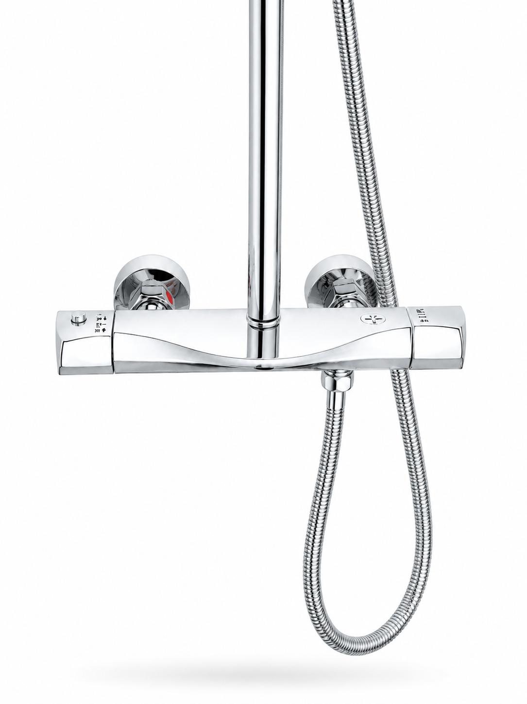 Coloana de dus, baterie incorporata, termostat, alama, crom  RV84040C