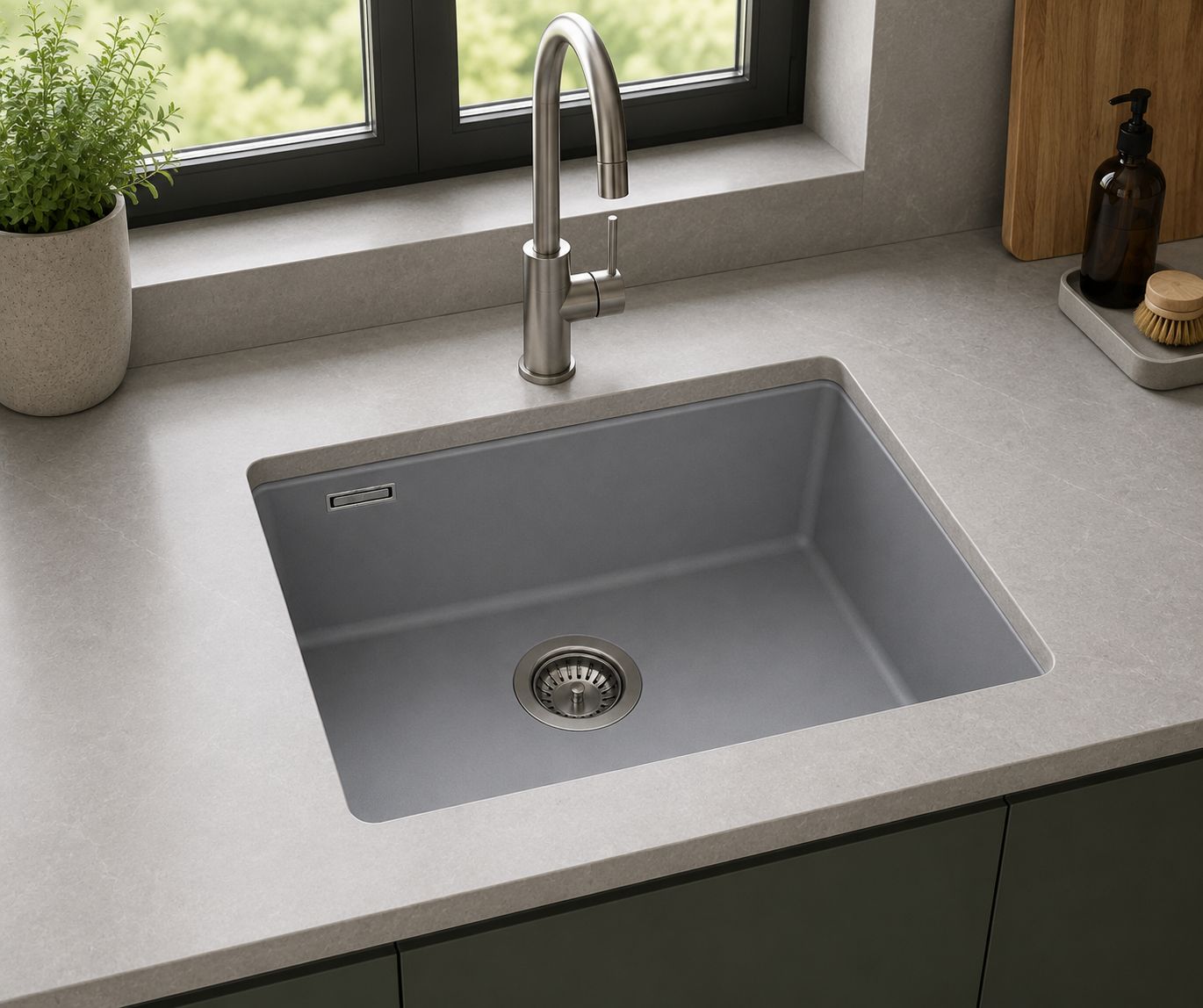 hiuveta Bucatarie Compozit Granit, Monocuva, instalare pe blat sau sub blat 55x45x18 cm RV8888152G