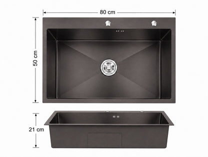 Chiuveta de bucatarie, otel inoxidabil, 80x50cm, neagra RV888818
