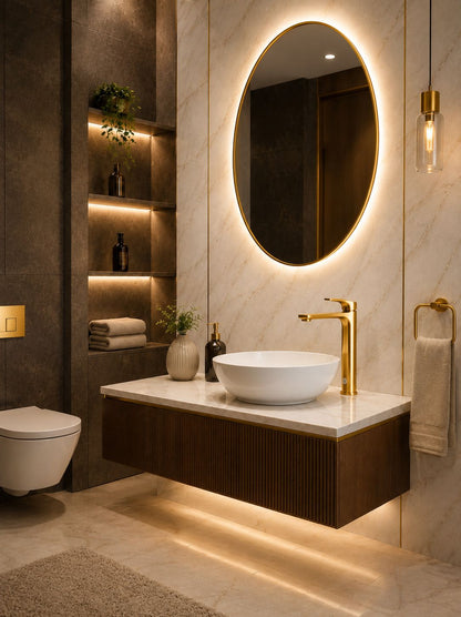 Baterie pentru lavoar cu corp inaltat, alama, auriu lucios  RV1651H.GOLD