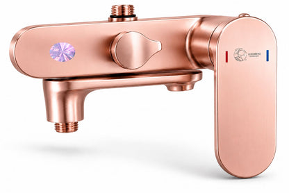 Coloana de dus, baterie incorporata,pipa pivotanta, alama, rose-gold  RV16519R