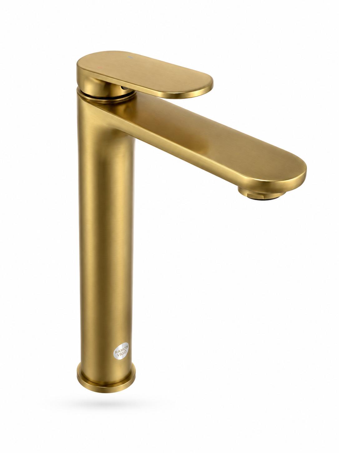 Baterie pentru lavoar cu corp inaltat, alama, auriu periat  RV1651HBG
