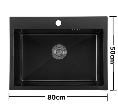 Chiuveta de bucatarie, otel inoxidabil, 80x50cm, neagra RV888818