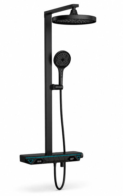 Coloana de dus, Termostat, Afișaj Digital și Lumini LED Autonome, inox, negru RVL31502B
